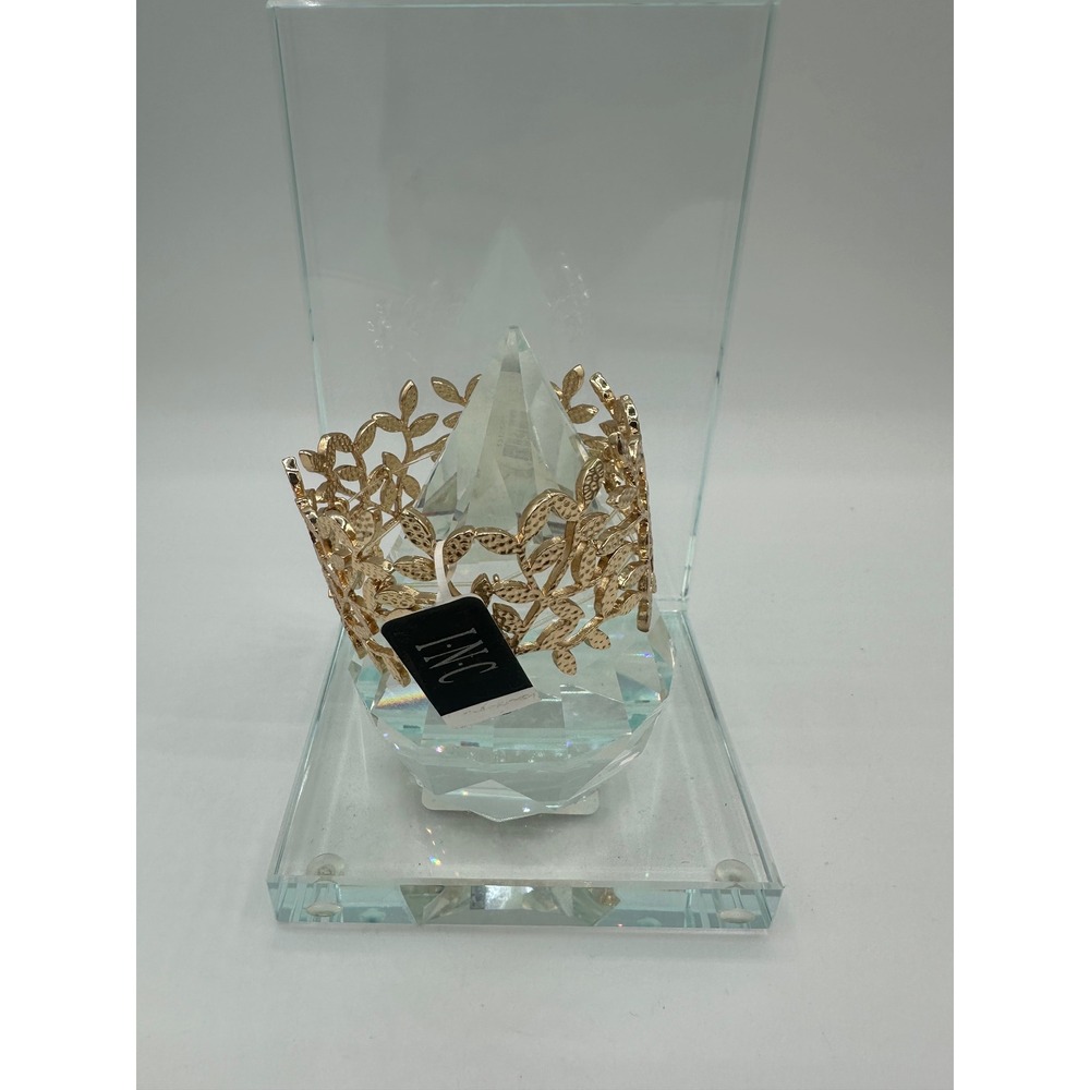INC Leaf Stretch Bracelet Womens OS Gold NEW Wide Textured Vine Cuff